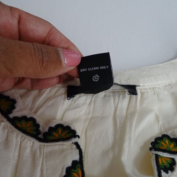 Karen Kane Beige Boho Tiered Dress Women Size XS Embroidered Linen Blend - Picture 8 of 11